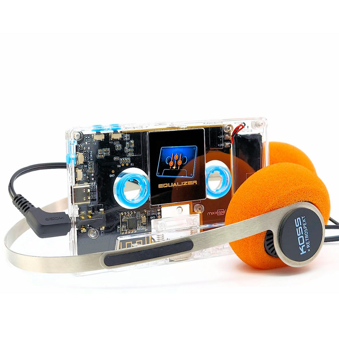 Mixxtape, a groundbreaking fusion of nostalgia and innovation in the world of music. Its retro-inspired design houses a high-resolution touch display, Bluetooth connectivity, and a USB Type-C port for charging and data transfer. The device boasts features such as high-resolution audio playback, a headphone jack, and support for additional memory via microSD card. What sets Mixxtape apart is its ability to play as an actual cassette tape, providing a tangible connection to music and artists.