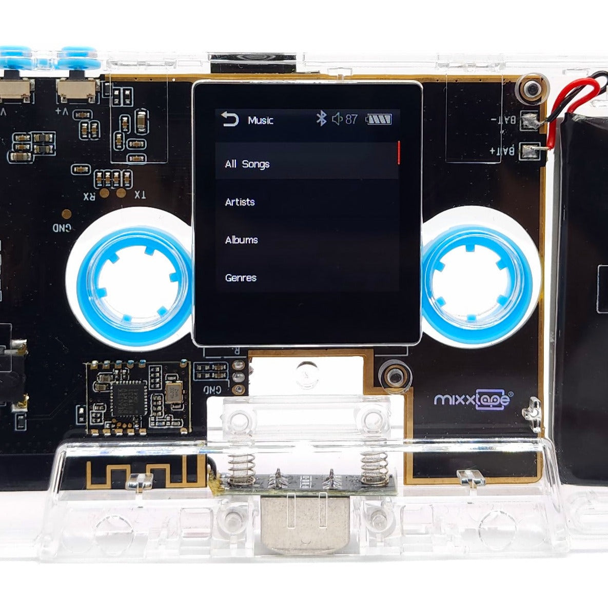 Mixxtape, a groundbreaking fusion of nostalgia and innovation in the world of music. Its retro-inspired design houses a high-resolution touch display, Bluetooth connectivity, and a USB Type-C port for charging and data transfer. The device boasts features such as high-resolution audio playback, a headphone jack, and support for additional memory via microSD card. What sets Mixxtape apart is its ability to play as an actual cassette tape, providing a tangible connection to music and artists.