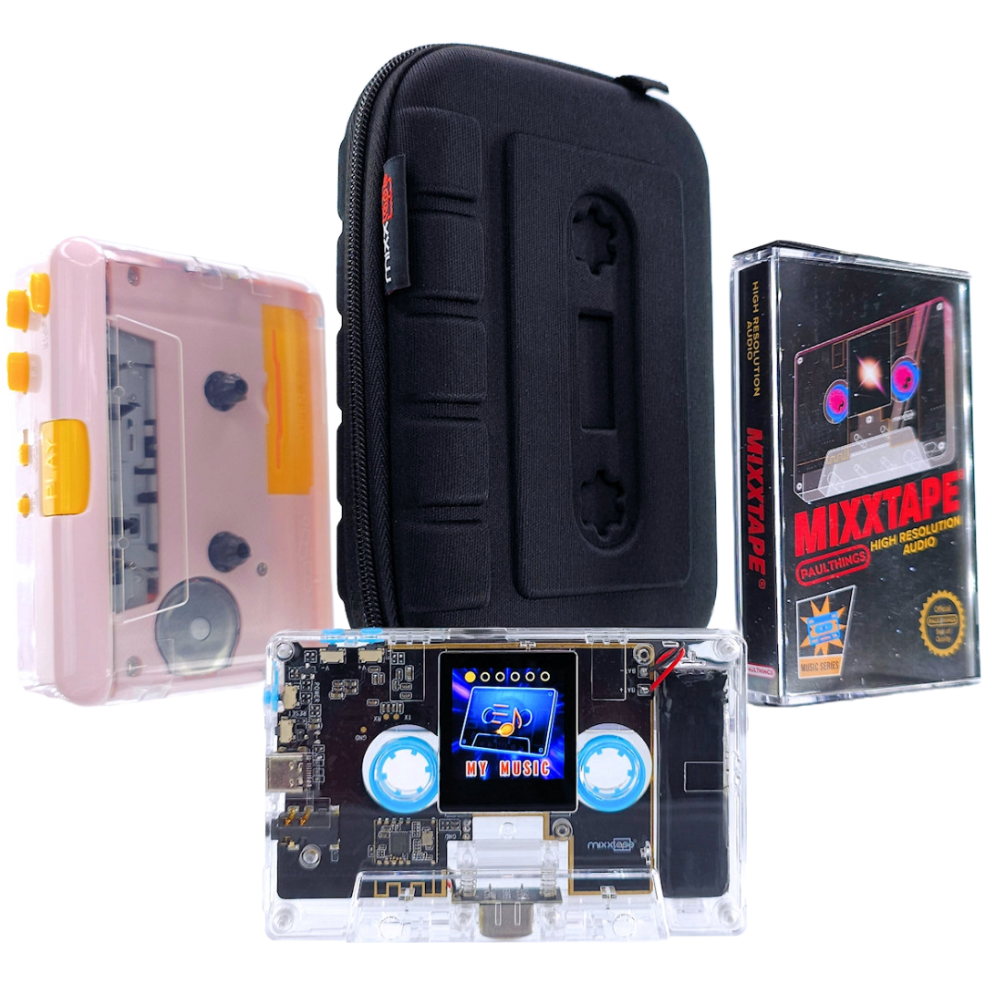 Mixxtape with Nintendo Classic-Inspired Artwork Case, Premium Walkman-Style Travel Case, and Portable Tape Player/MP3 Converter – Relive the past with modern flair. Mixxtape, the hi-res cassette player, complemented by nostalgic Nintendo art, a travel case, and a portable tape player for converting tapes to MP3s. Your all-in-one music experience awaits.
