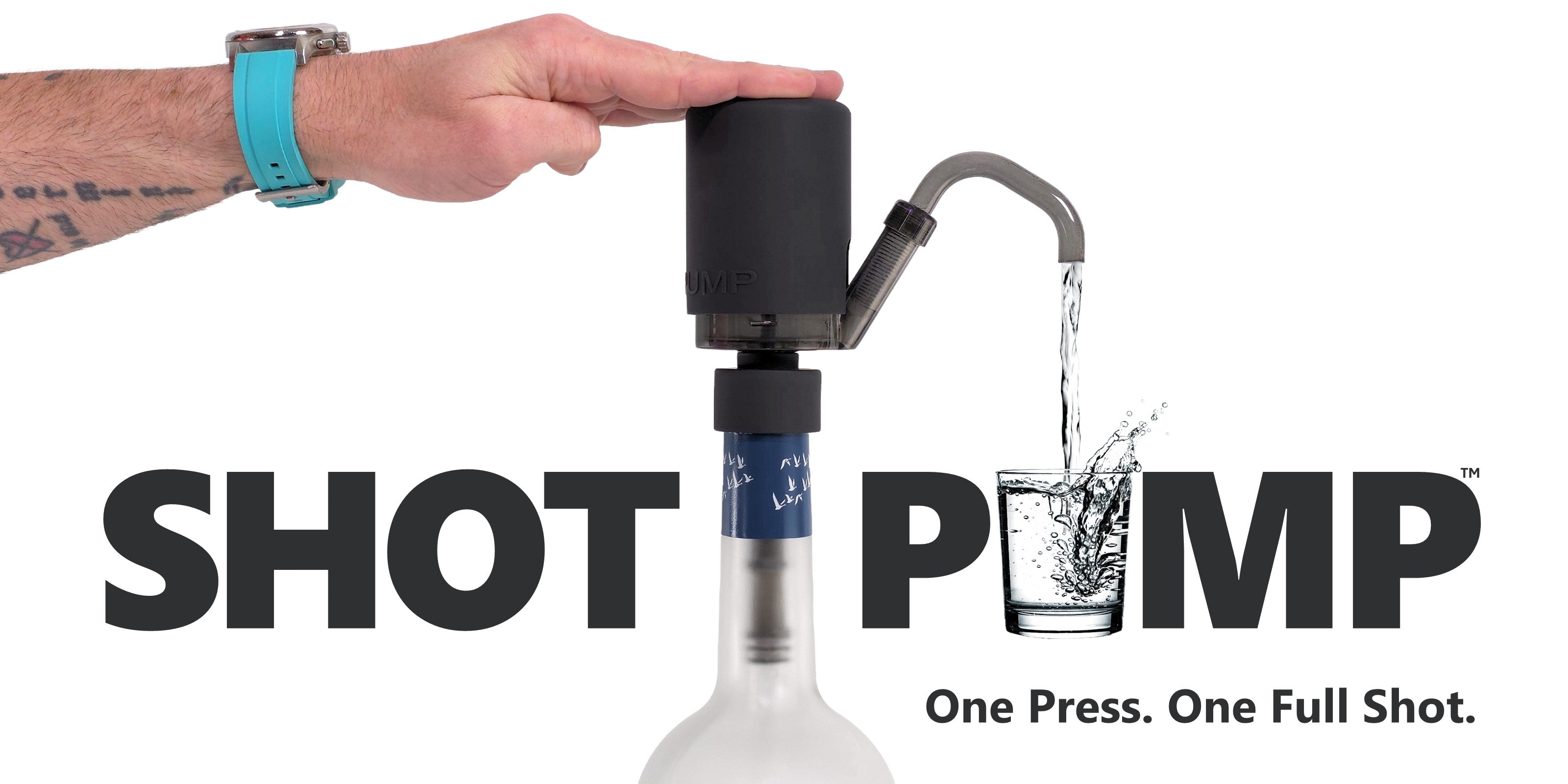 Shotpump dispenses a full shot with a single press